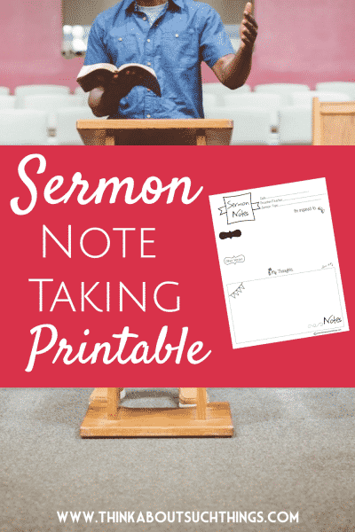 Free Sermon Notes Template For Church (Printable) Think About Such Things