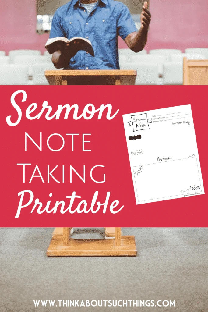 Free Sermon Notes Template For Church Printable Think About Such Things