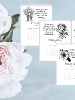 Free 2019 Floral Calendar with Bible Verses