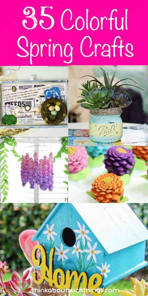 Spring has sprung! And it's time for some spring crafts. Check out these 35 fun, colorful and easy craft projects. #spring #crafts #DIY 