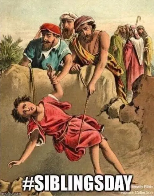 Joseph being sold into slavery because of his dreams - Meme #siblingsday