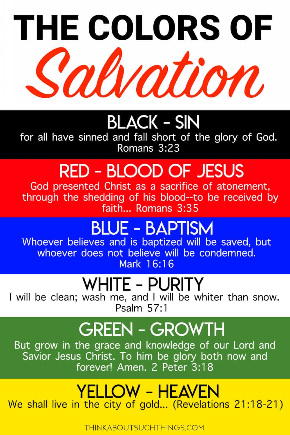 Printable Salvation Bracelet Colors