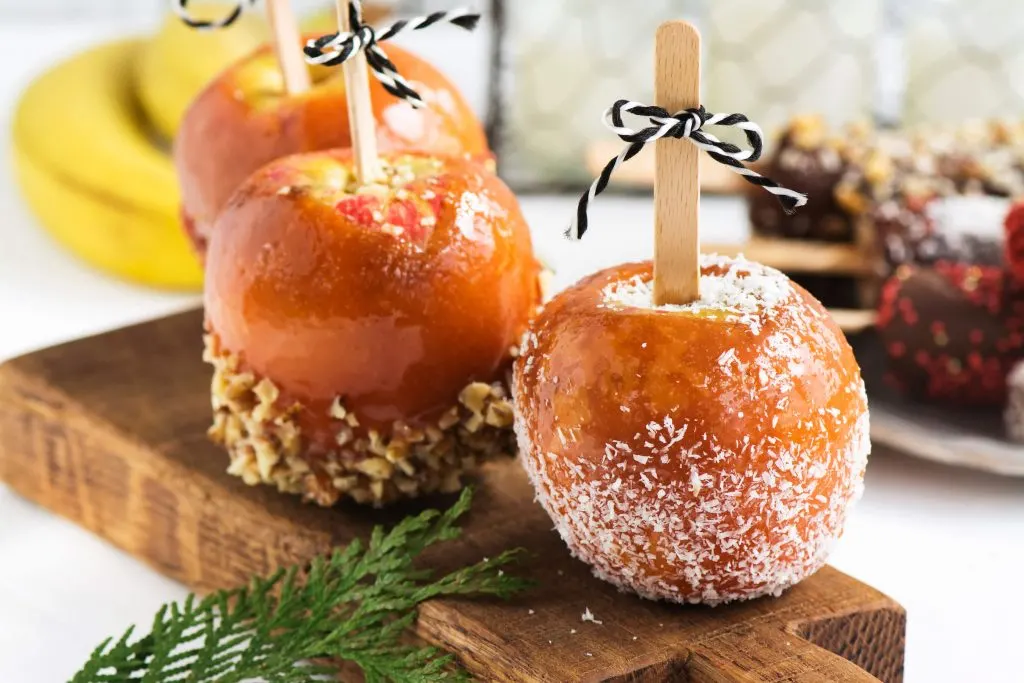 Caramel apples for a fun anti halloween activity