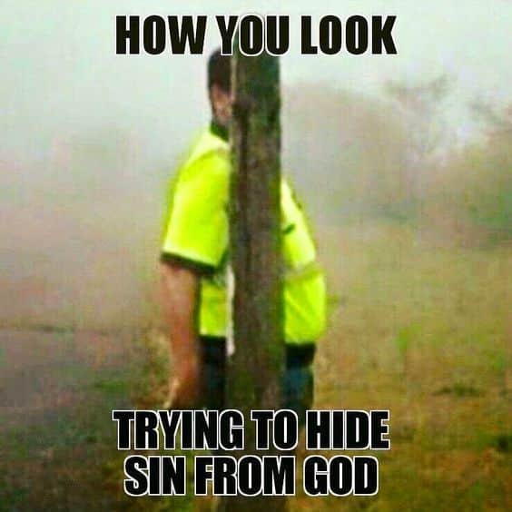 Trying to hide from God meme