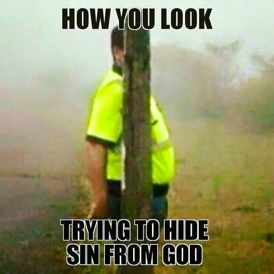 Trying to hide from God meme