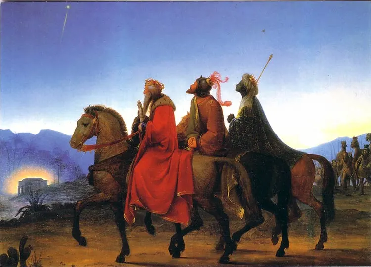 The three wise men look at the star