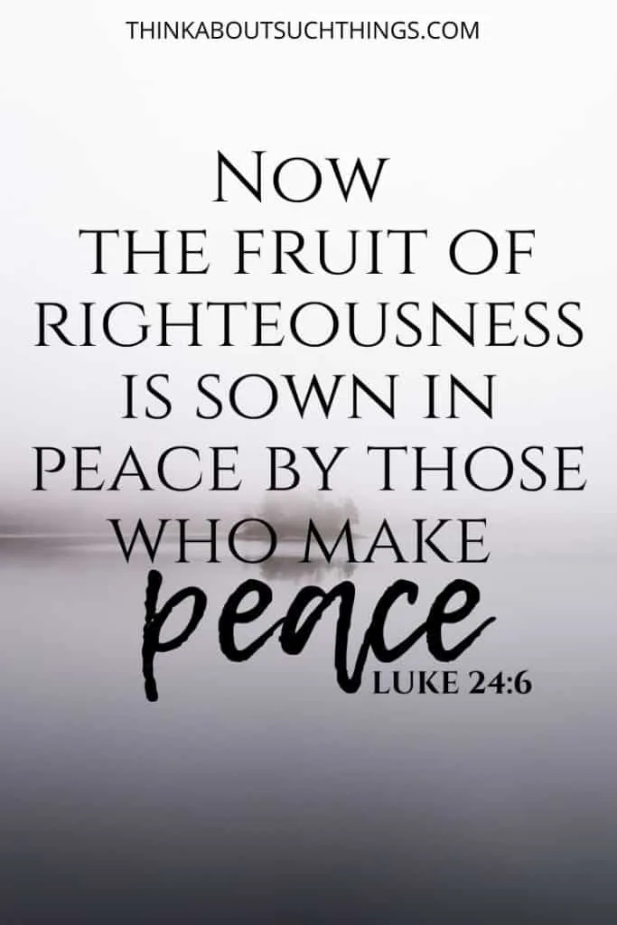 Luke 24:6 - "Now the fruit of righteousness is sown in peace by those who make peace" - Bible Verse on bringing peace