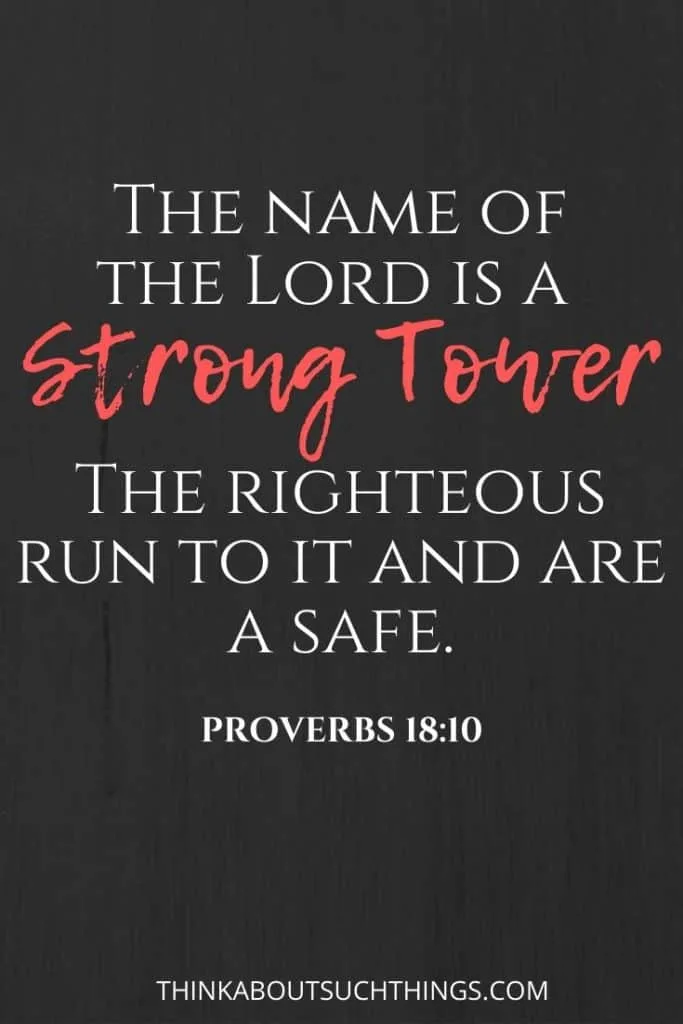 Proverbs 18:10 The Lord is a strong Tower. Bible verses about protection and safety