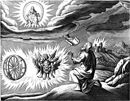 Ezekiel, chapter 1 on Cherub Vision  - Illustration by Matthaeus  Merian (1593-1650)