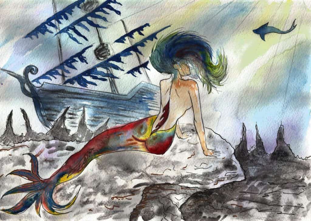 mermaids Bible - mermaid shipwrecked drawing
