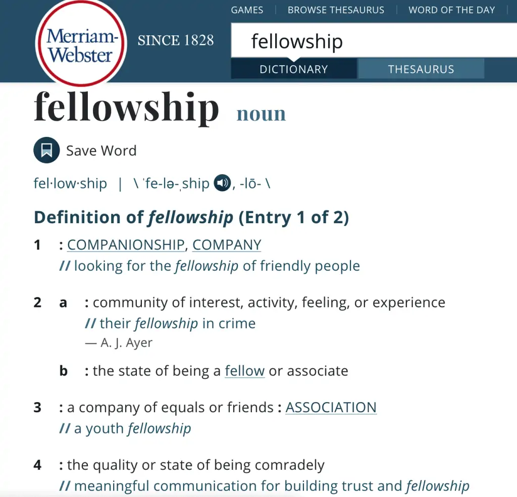 merriam-webster dictionary fellowship