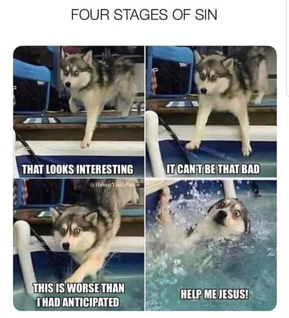 funny religious faith meme about sin