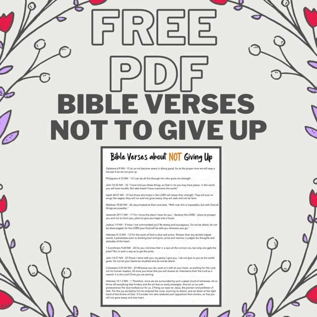 PDF Printable On Don't Give Up Bible Verses