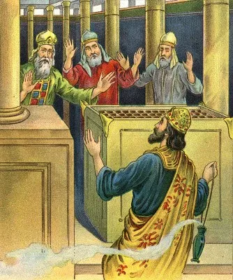 King Uzziah entering the temple 