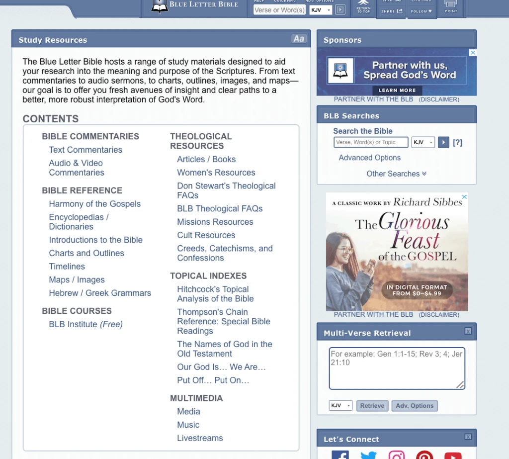 Bible resources on Blue letter Bible