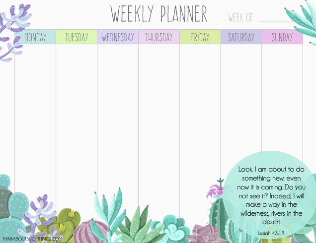 Cactus weekly planner