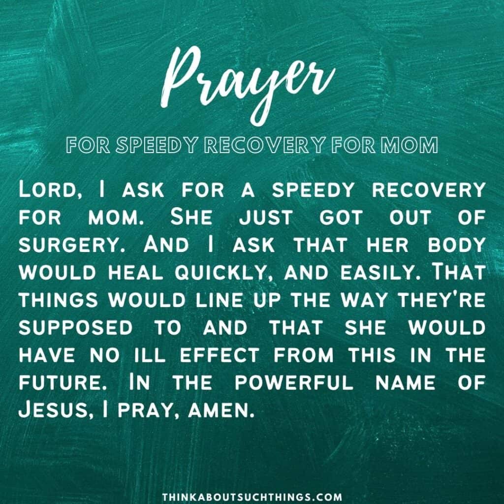 prayer for a sick mother after the hospital speedy recover