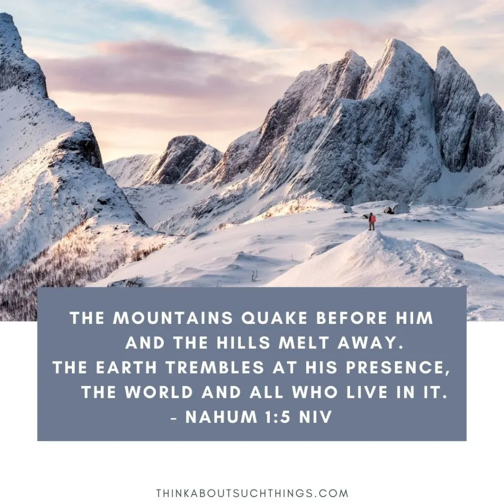 mountain quotes bible from Nahum 1:5