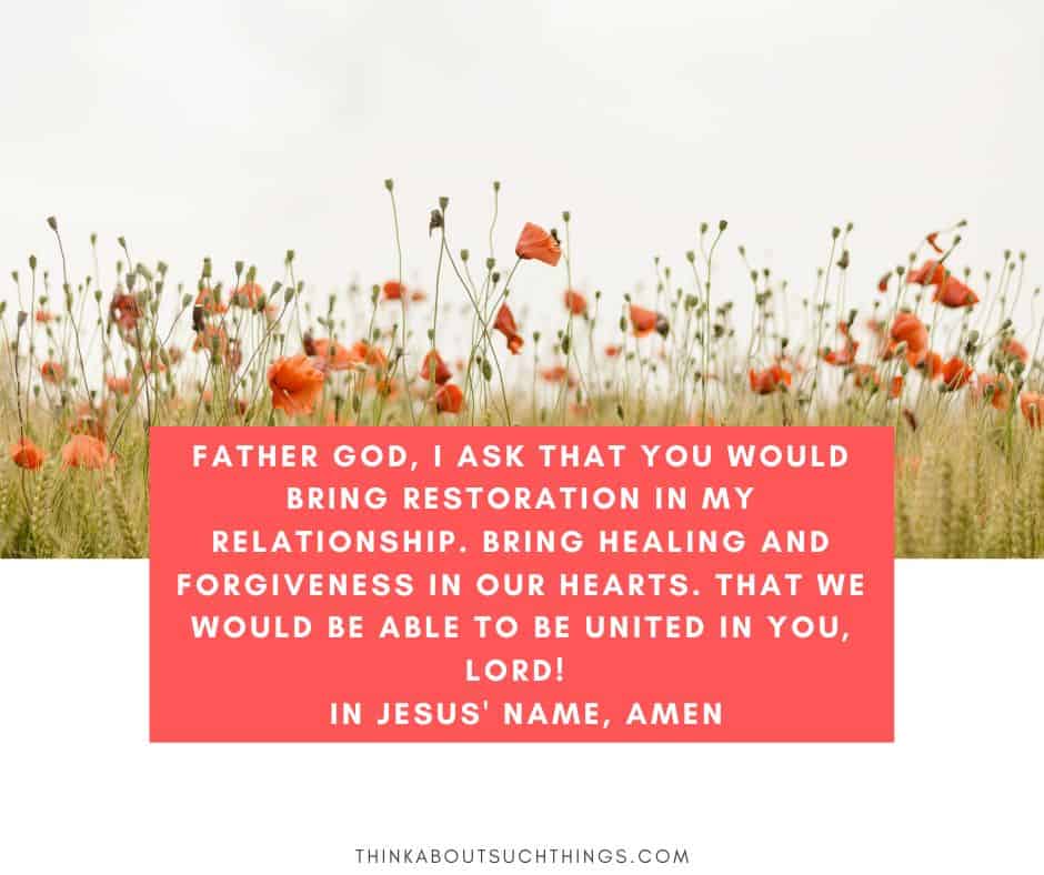 Restoration prayer for relationship