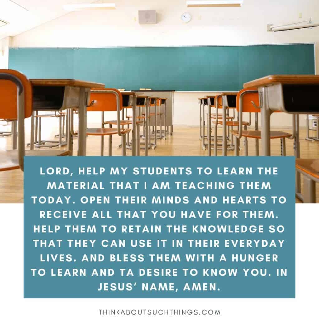 Prayer of a teacher before class