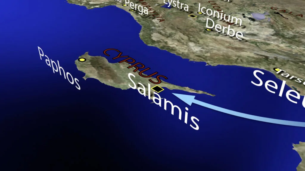 Map of Pauls 1st Journey to Cyprus