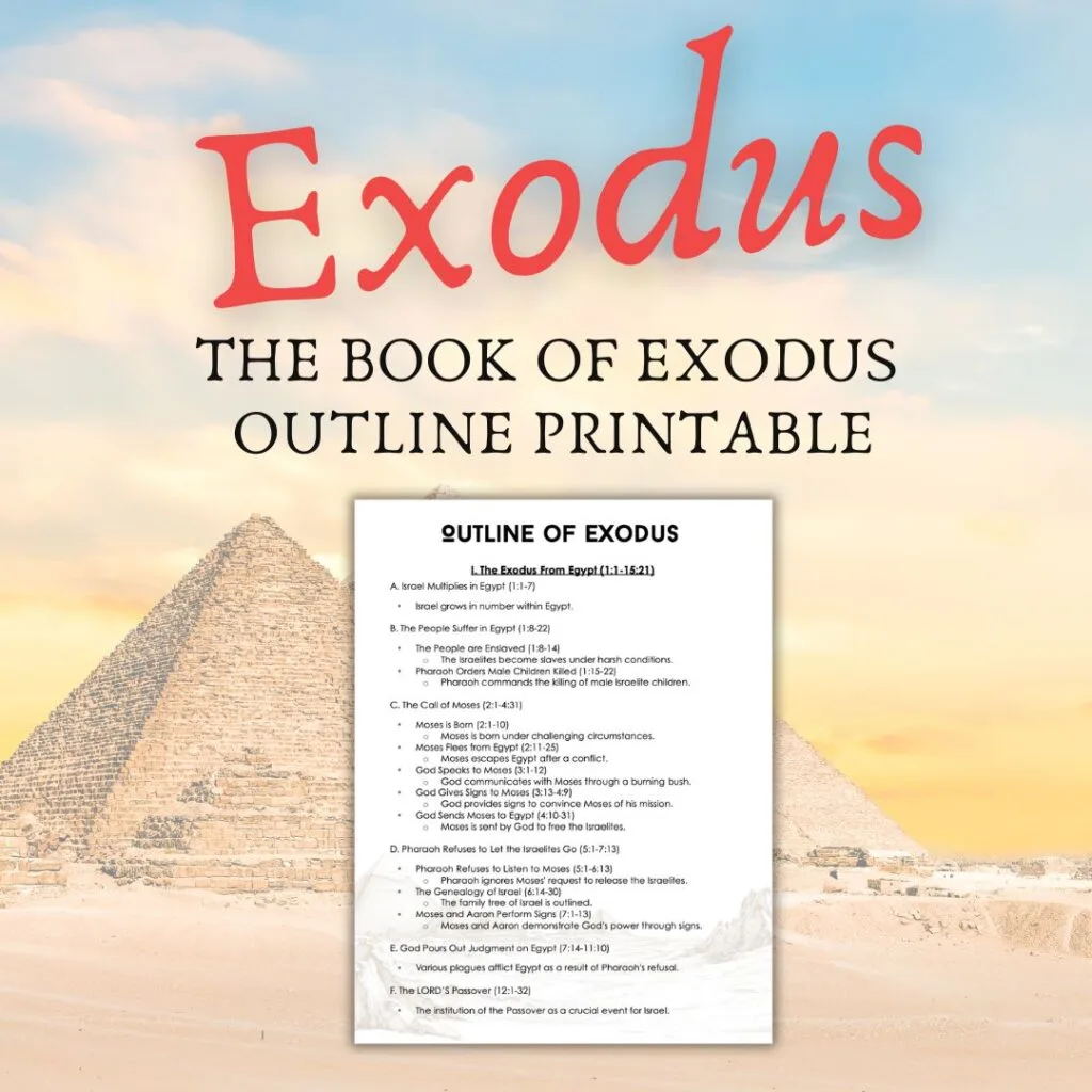 free printable of outline of book of exodus
