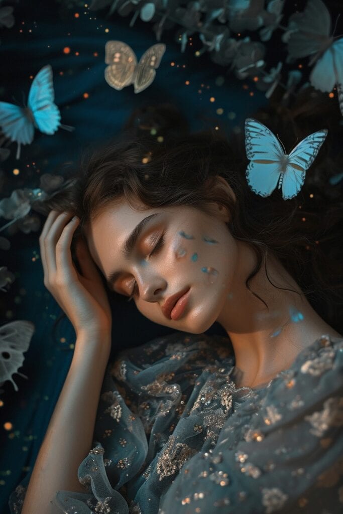 girl dreaming about butterflies