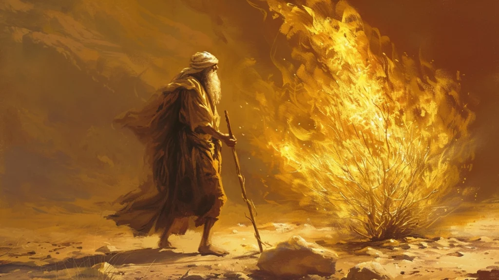 Moses burning bush bible art