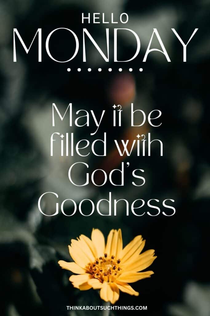 Hello monday may it be filled with God's goodness