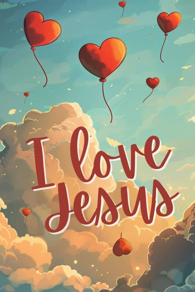 Cute I love Jesus with heart balloons 