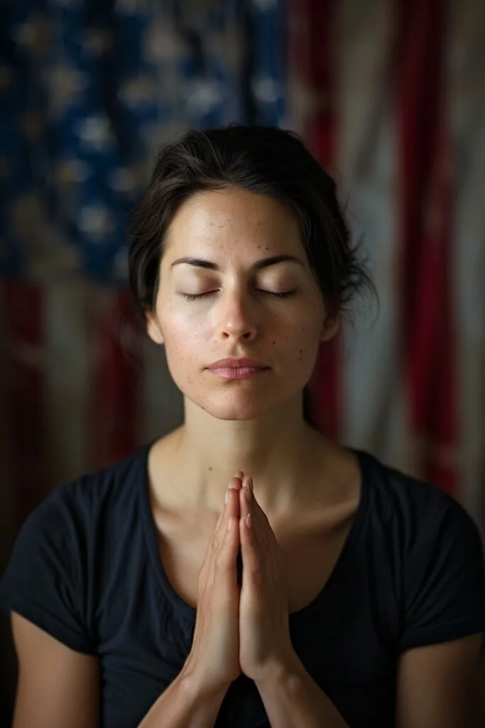 woman praying for america