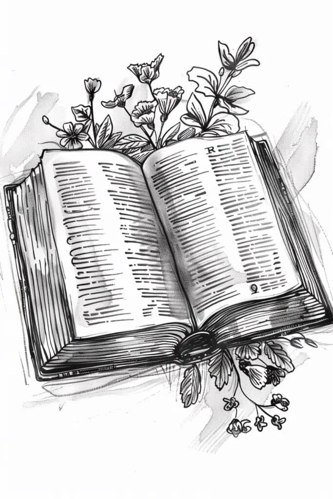 Bible drawing wiht flowers