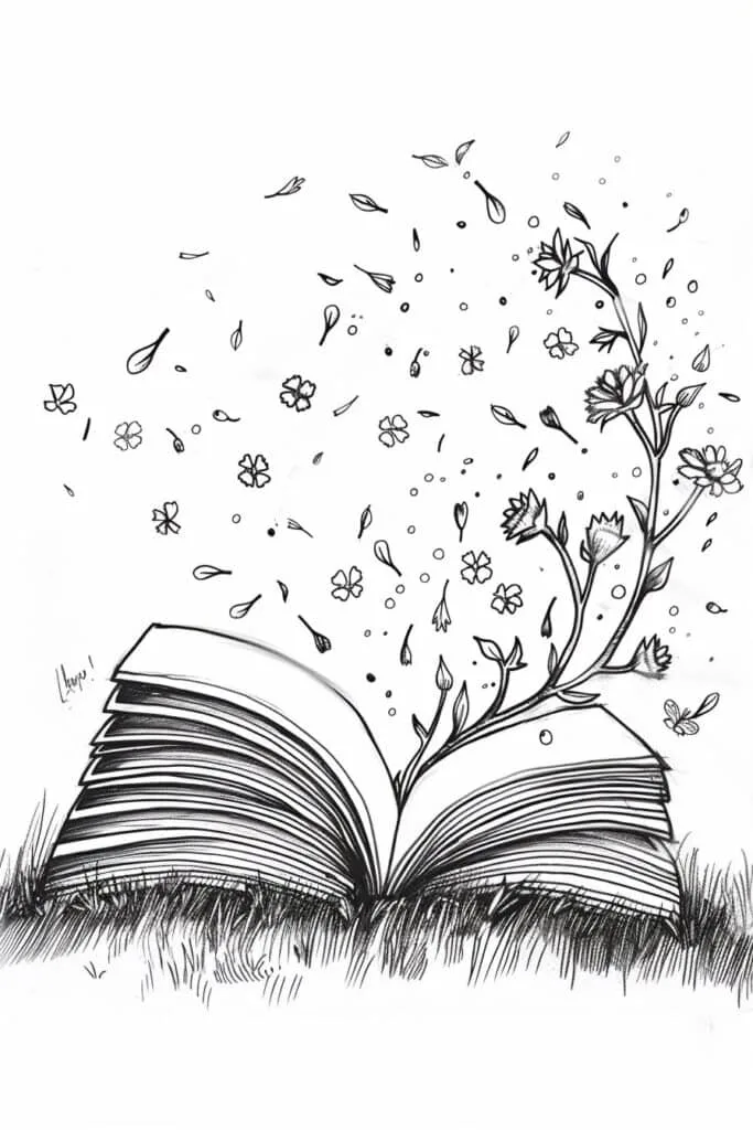 Bible drawing of flowers iin the wind