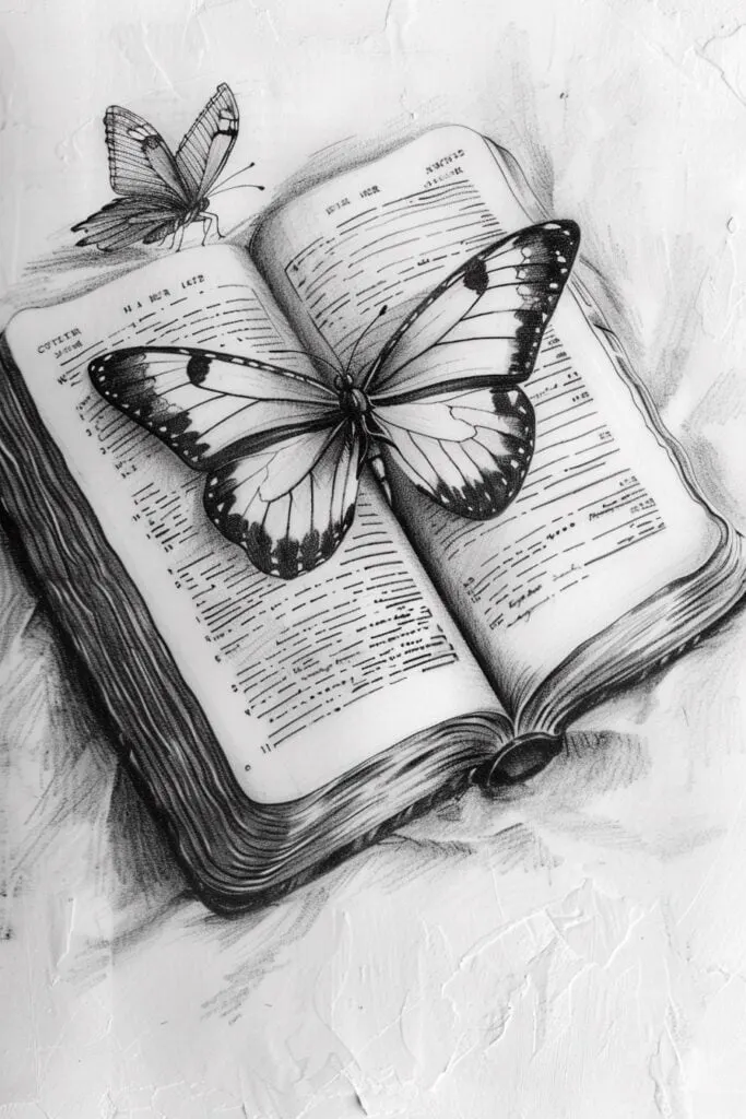 Bible drawing with butterflies