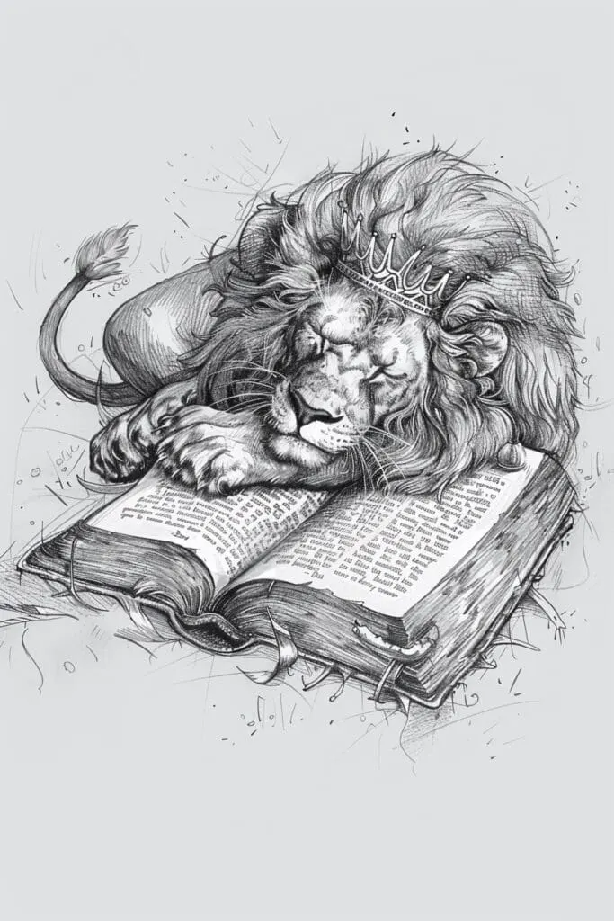 Bible drawing with a lion