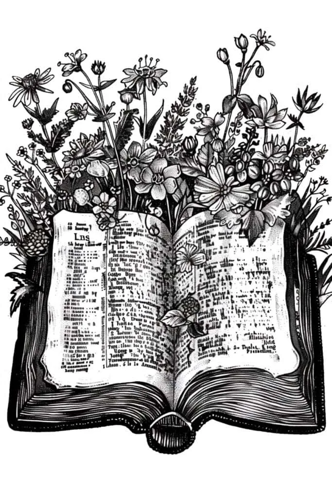 Bible drawing with flowers