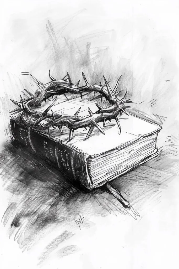 Bible drawing with crown of thorns