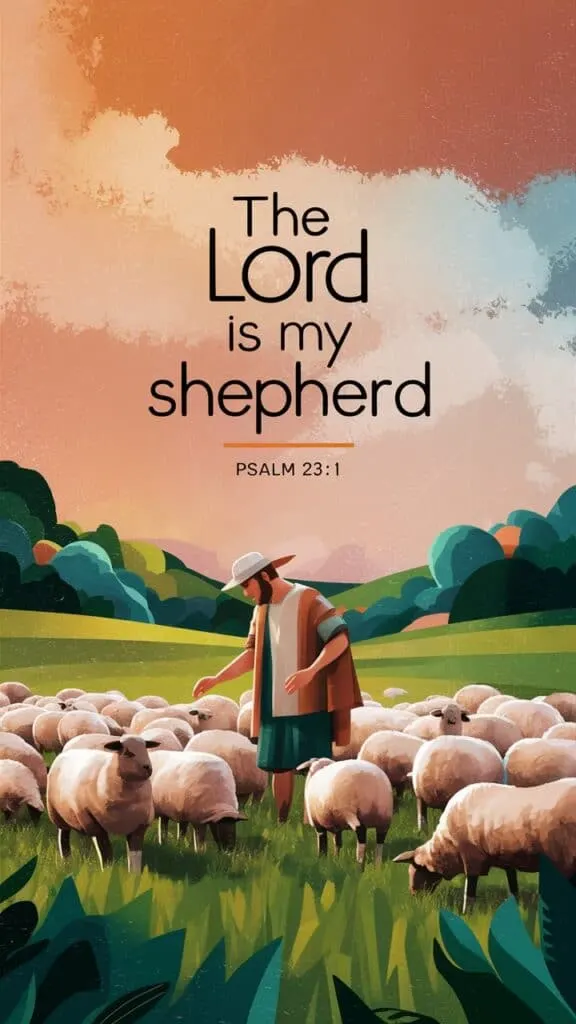 Iphone wallpaper bible verse Psalm 23 shepherd