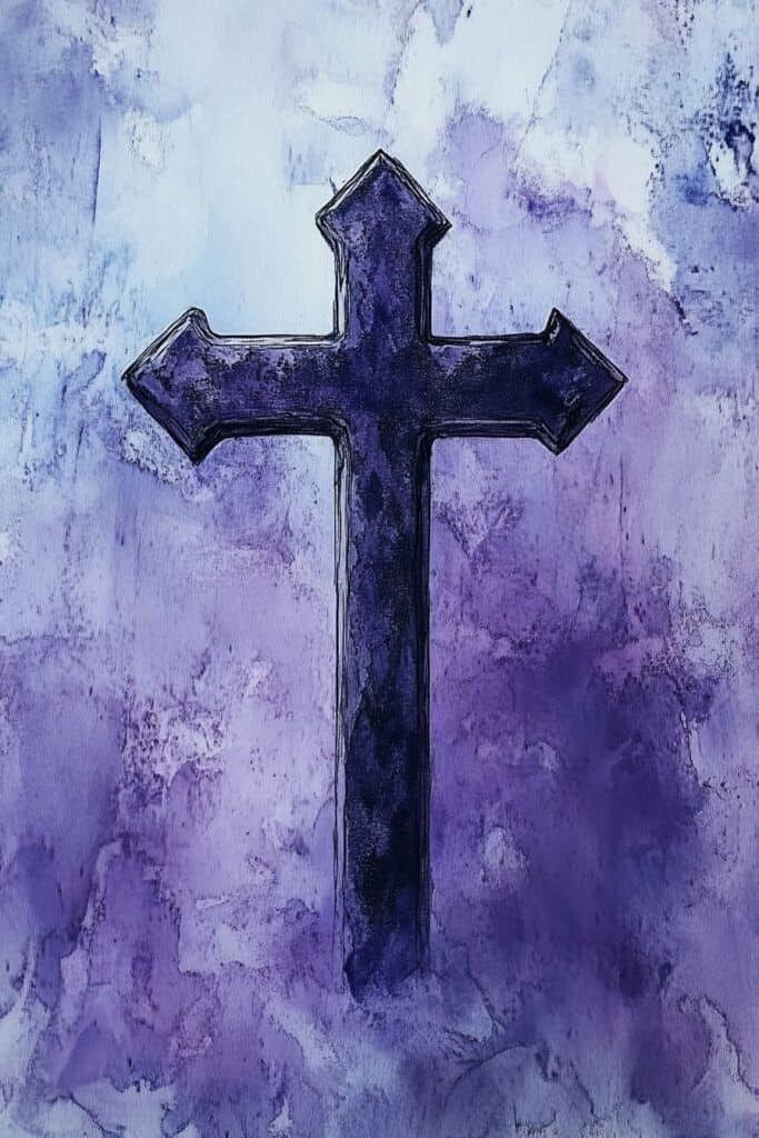 watercolor painting of the cross