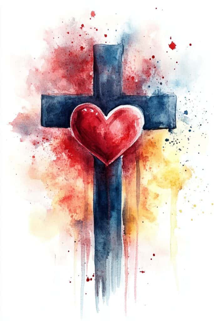 watercolor painting of the cross