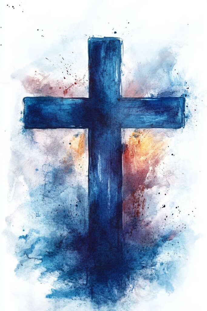 watercolor painting of the cross