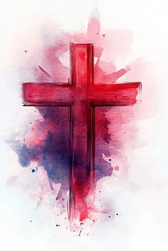 watercolor painting of the cross