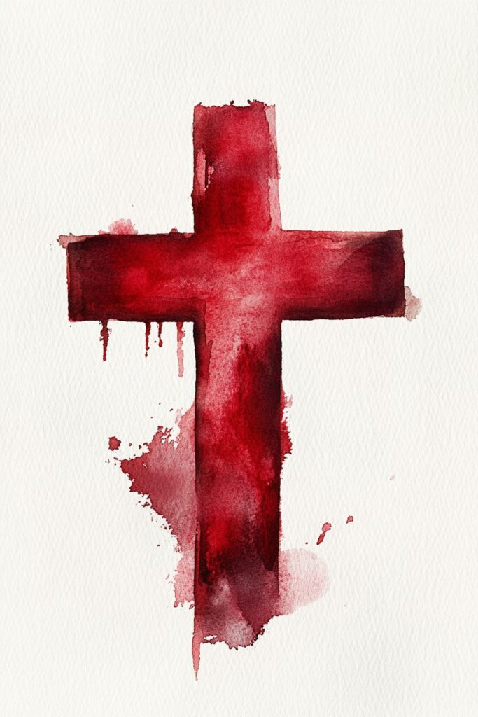 watercolor painting of the cross