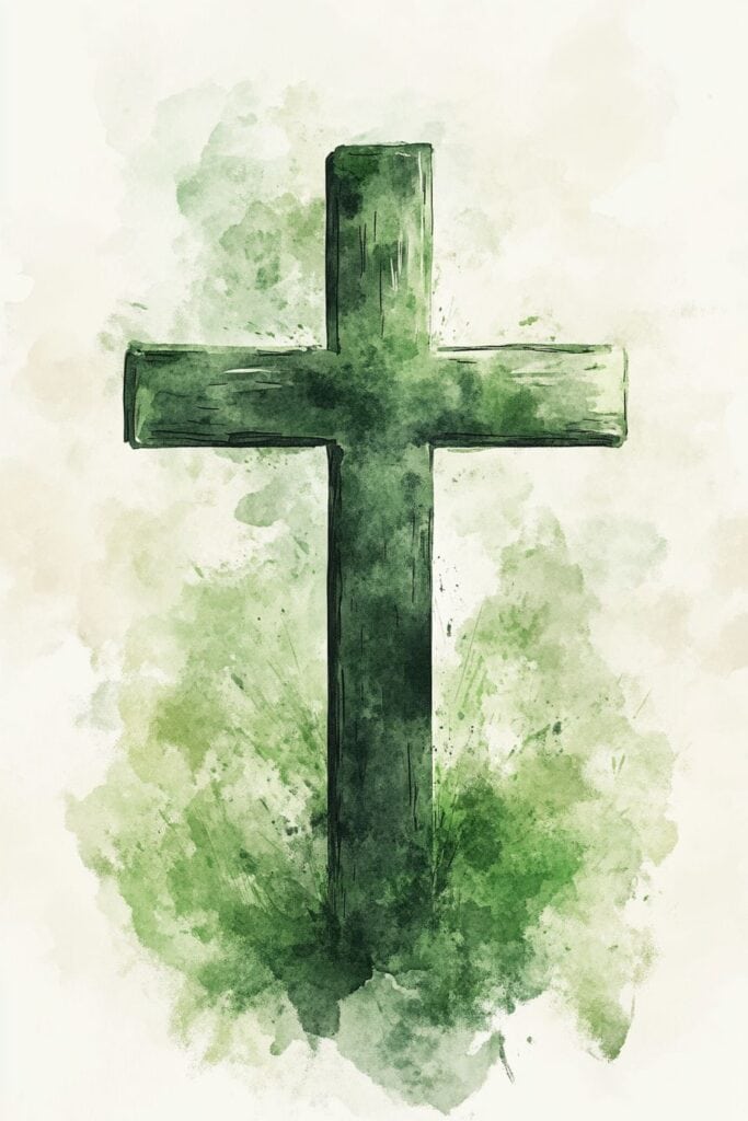 watercolor painting of the cross