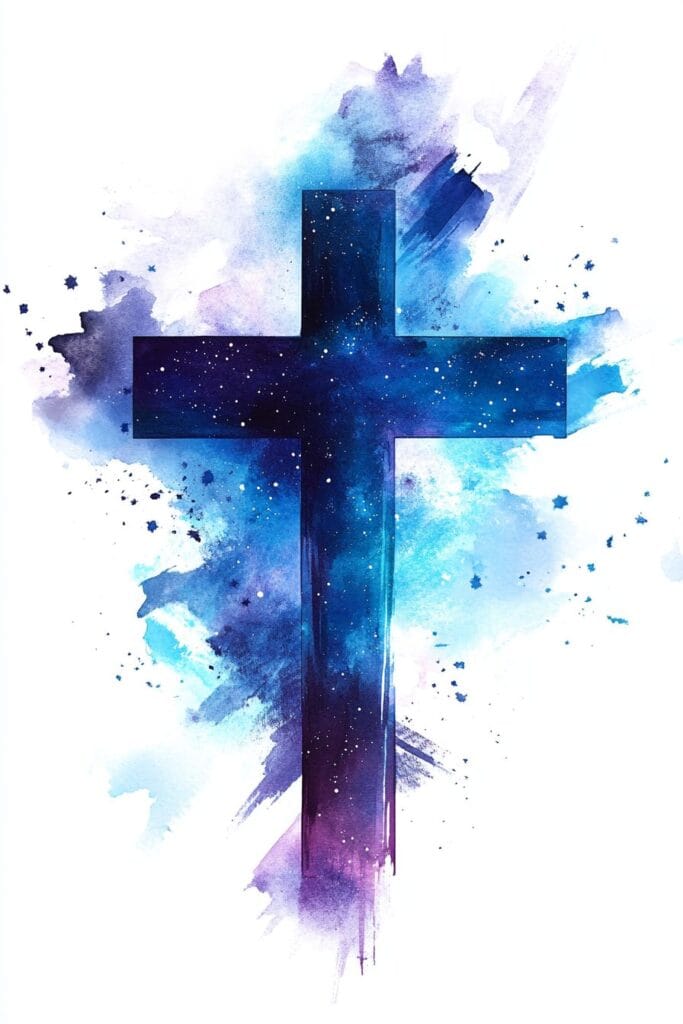 watercolor painting of the cross