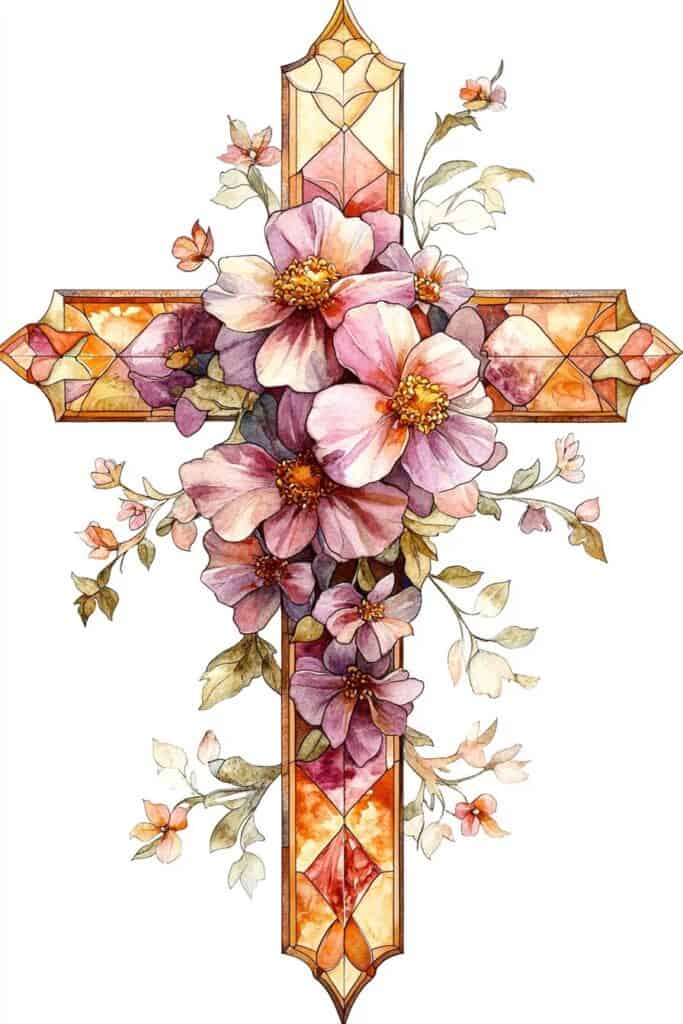watercolor painting of the cross