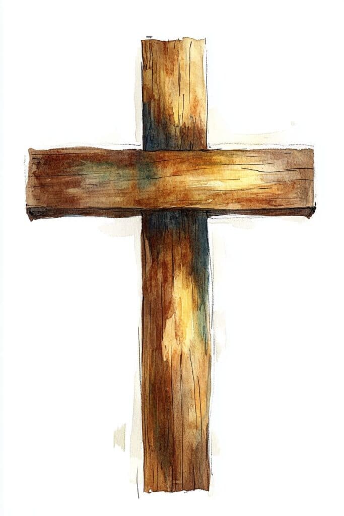 watercolor painting of the cross