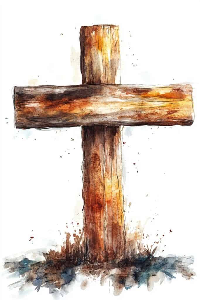 watercolor painting of the cross