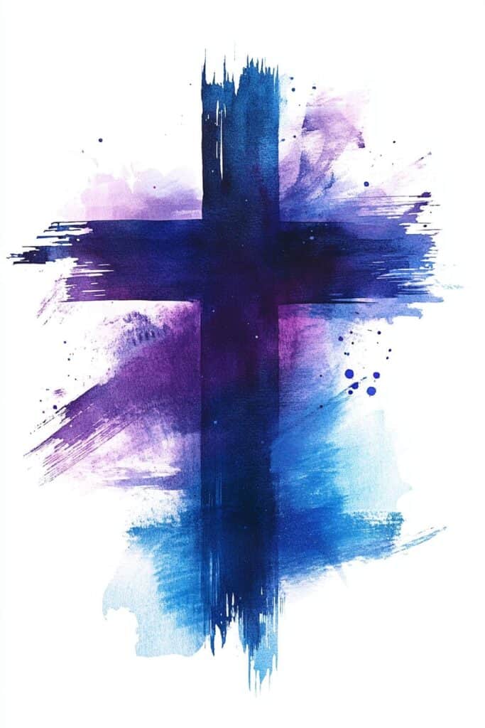 watercolor painting of the cross
