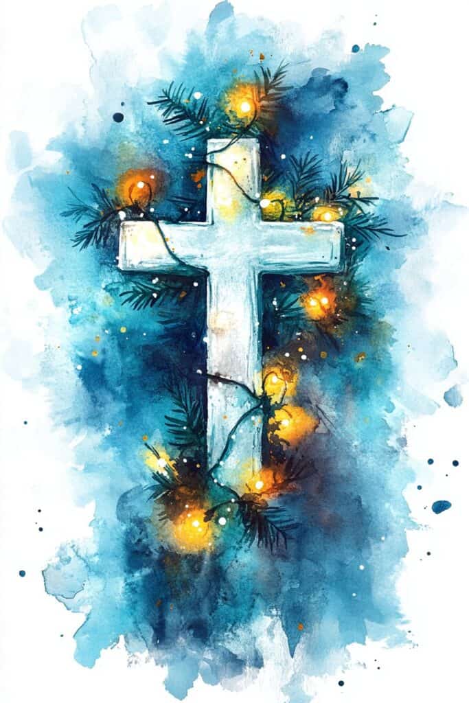 watercolor painting of the cross